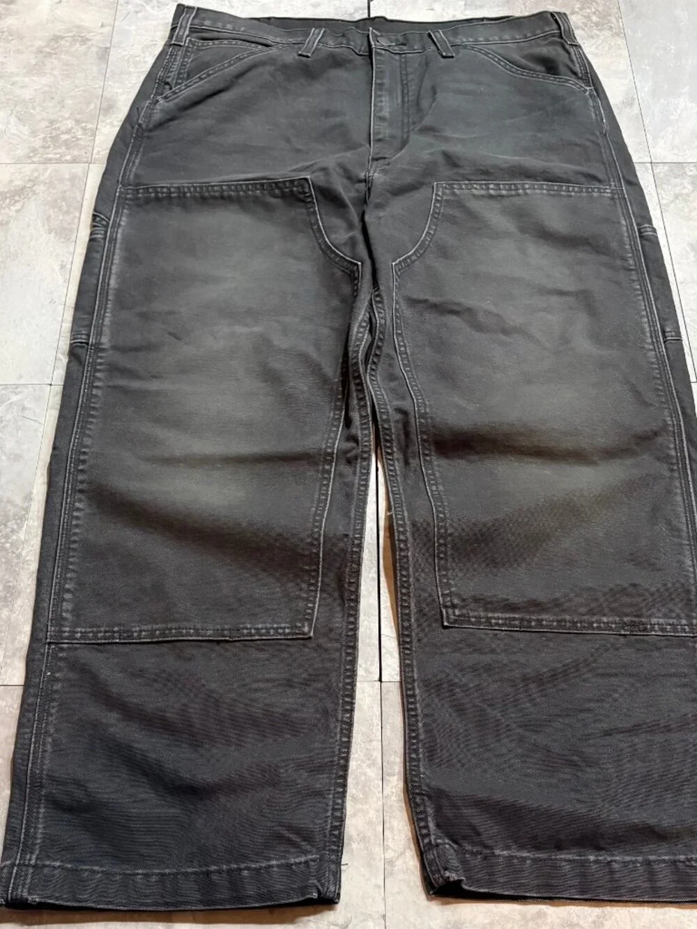 Levi's Double Knee Carpenter Jeans 36x30 Black Baggy Workwear Y2K